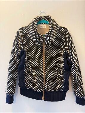 Tsumori Chisato Navy Teddy Jacket with Cream Polka Dots